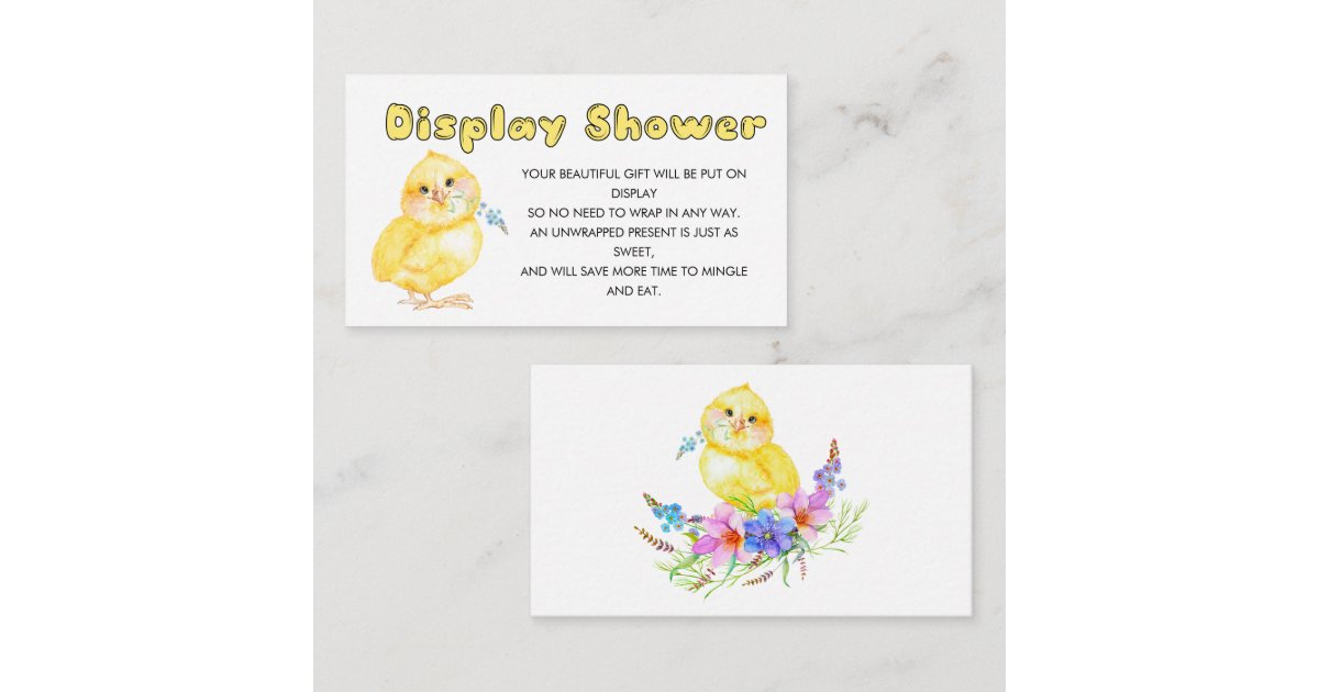 Little Chick Display Baby Shower insert card | Zazzle