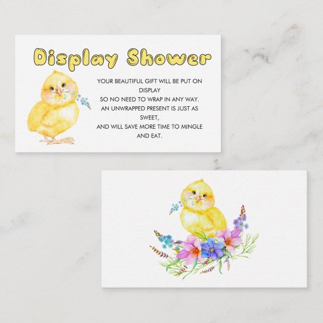 Little Chick Display Baby Shower insert card (Front/Back)