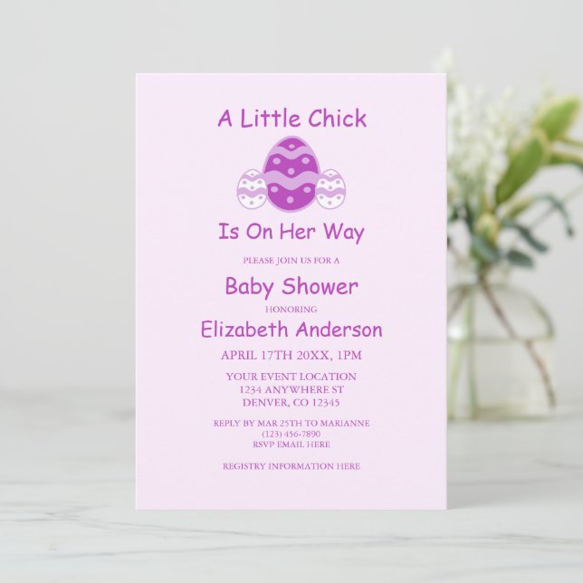 Little Chick Easter Baby Shower Invitation (Standing Front)