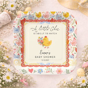 Little Chick Farm Chicken Girl Baby Shower Paper Plates