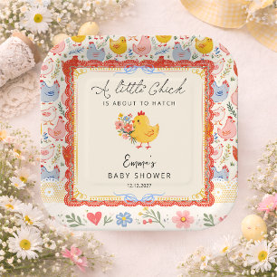 Little Chick Farm Chicken Girl Baby Shower Paper Plates