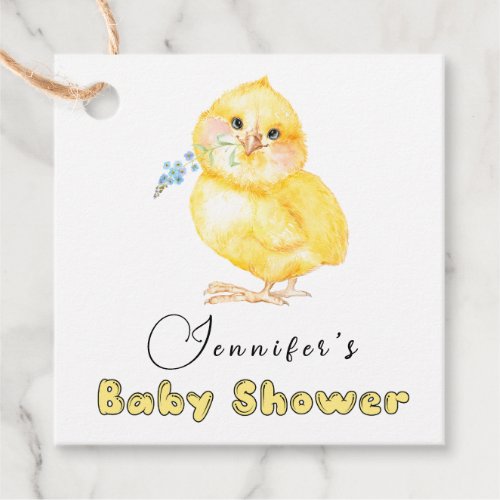 Little Chick Floral Baby Shower Favor Tags