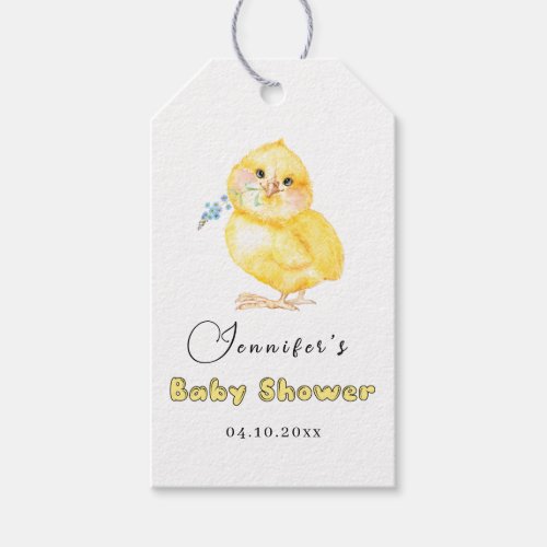 Little Chick Floral Baby Shower Gift Tags
