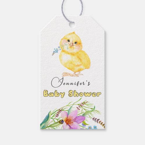 Little Chick Floral Baby Shower Gift Tags