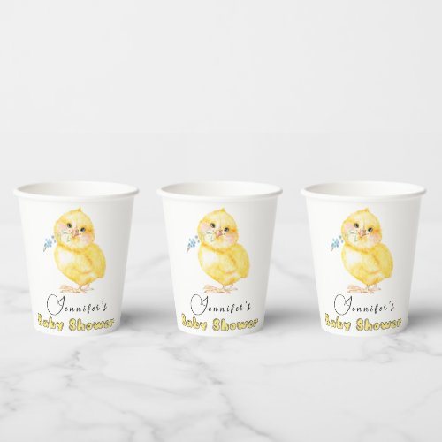 Little Chick Floral Baby Shower Paper Cups