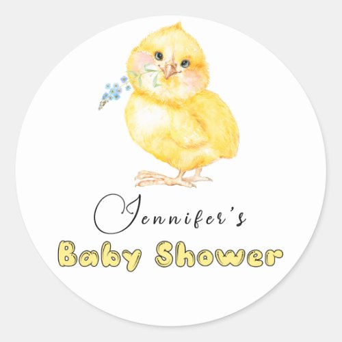 Little Chick Floral Baby Shower Square Sticker