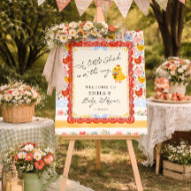 Little Chick Floral Rustic Baby Shower Welcome