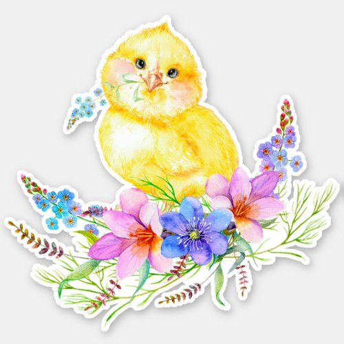 Little Chick Floral Sticker