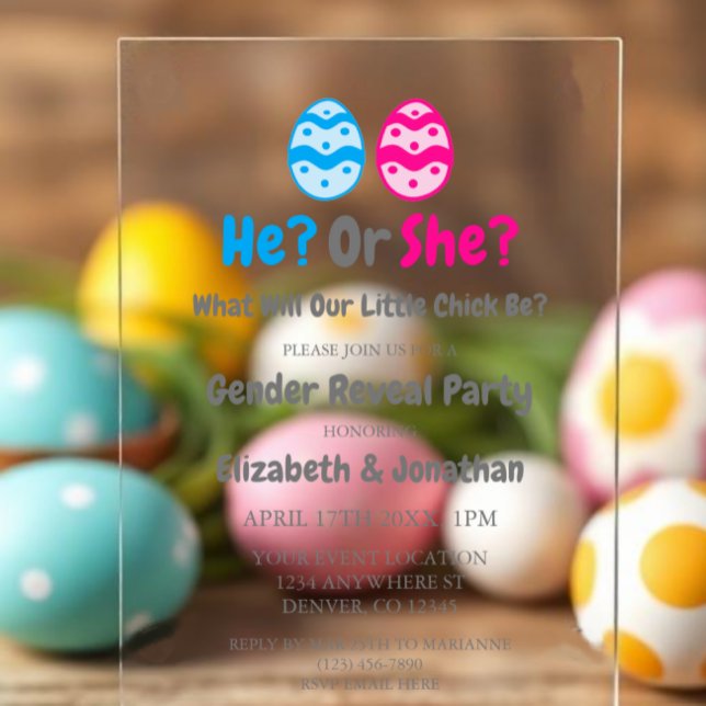 Little Chick Gender Reveal Acrylic Invitations (Creator Uploaded)