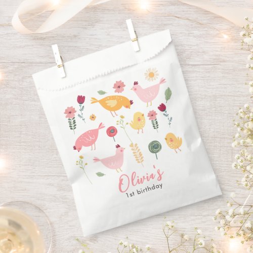 Little Chick Girl Farm Easter Chicken Birthday Favor Bag