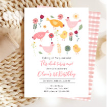 Little Chick Girl Farm Easter Chicken Birthday Invitation