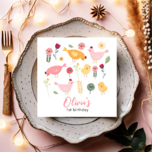 Little Chick Girl Farm Easter Chicken Birthday Napkins