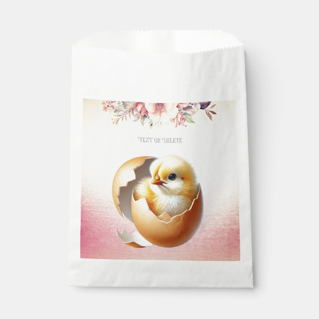 Little Chick Hatching Floral Favor Bags (Front)