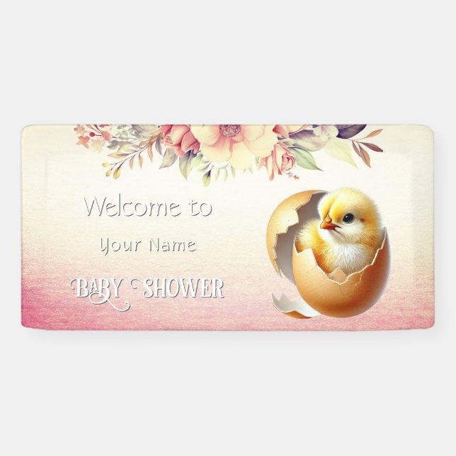 Little Chick Hatching Soon Baby Shower Banner (Horizontal)