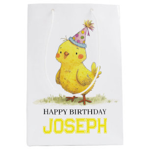 Little Chick Personalized Wrapping Paper Birthday Medium Gift Bag