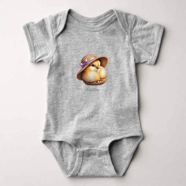 Little Chick Pink Ribbon Baby Bodysuit (Front)