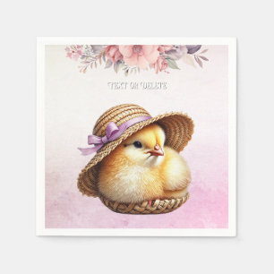 Little Chick Pink Ribbon Napkins