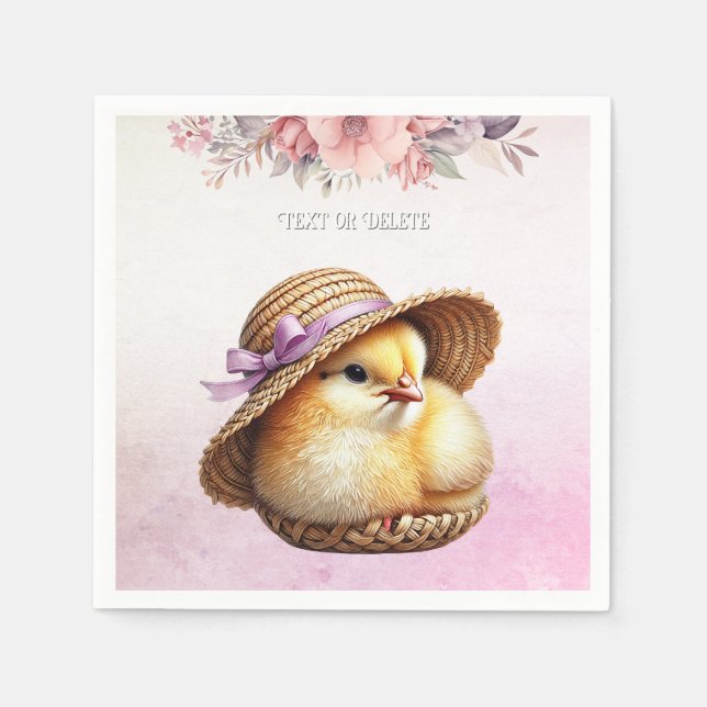 Little Chick Pink Ribbon Napkins (Front)