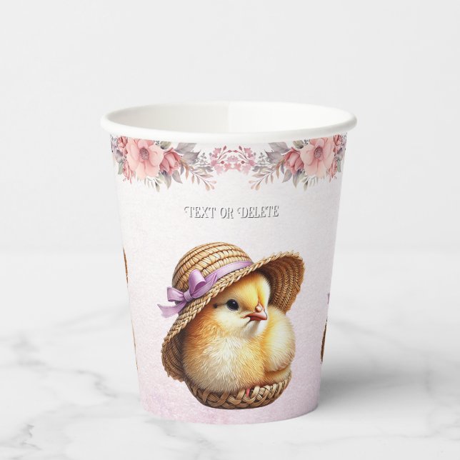 Little Chick Pink Ribbon Paper Cups (Left)