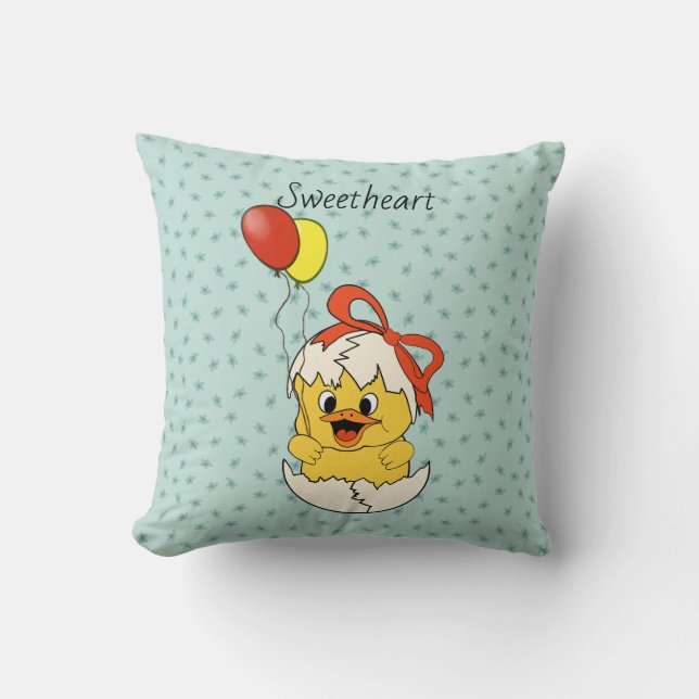Little Chick "Sweetheart" Throw Pillow (Front)