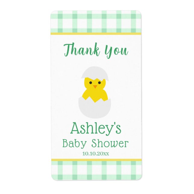 Little Chick To Hatch Gender Neutral Baby Shower Label (Front)