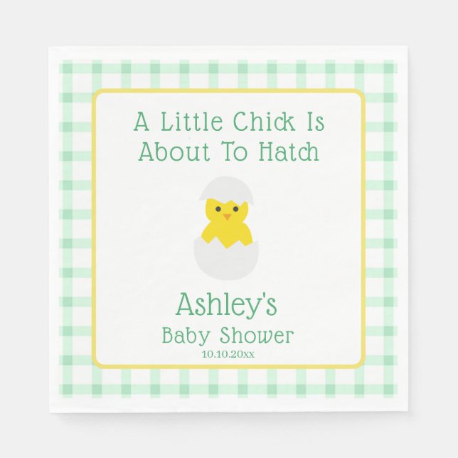 Little Chick To Hatch Gender Neutral Baby Shower Napkins (Front)