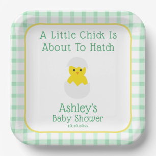 Little Chick To Hatch Gender Neutral Baby Shower Paper Plates