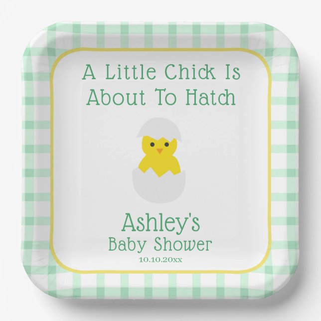 Little Chick To Hatch Gender Neutral Baby Shower Paper Plates (Front)