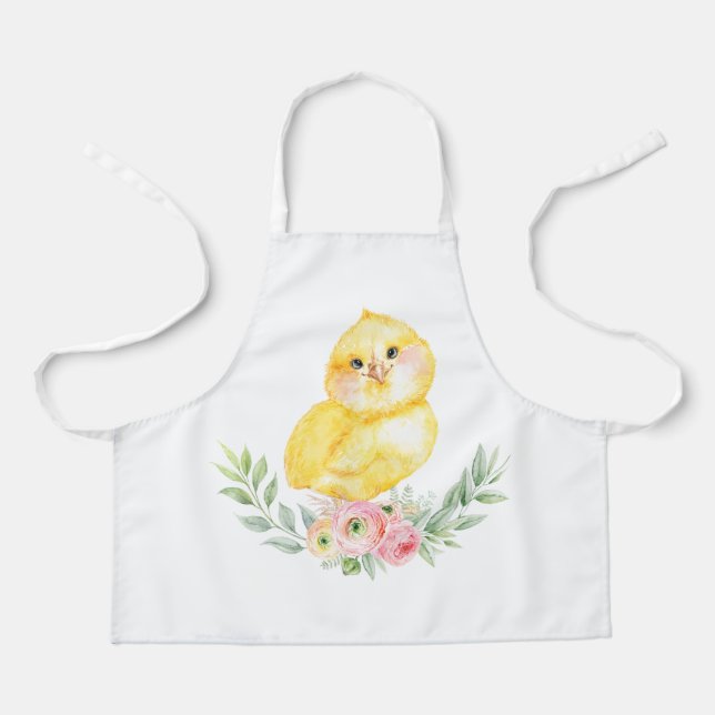 Little Chick with Flowers Kids  Apron (Front)