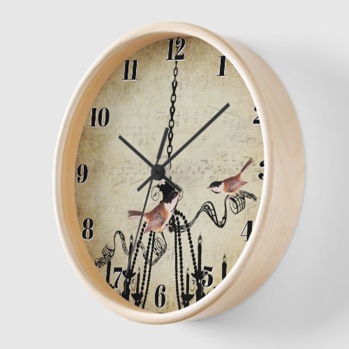 Little Chickadee Chandelier Love Bird Clock