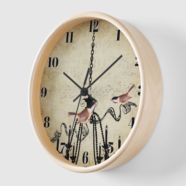 Little Chickadee Chandelier Love Bird Clock (Angle)