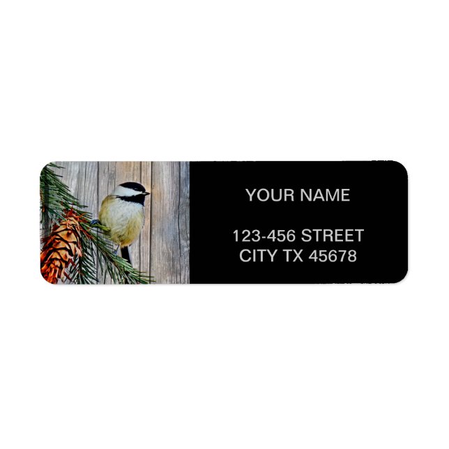 Little Chickadee on Barn Board Background Label (Front)