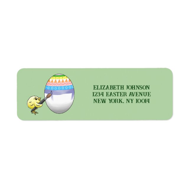 Little chicken paints a beautiful Easter egg Label (Front)