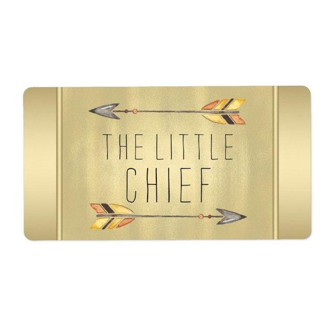 Little Chief Tribal Arrow Baby Shower Water Bottle Label (Front)
