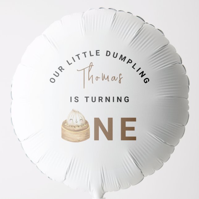 Little Chinese dumpling first Birthday Party  Balloon (Front)