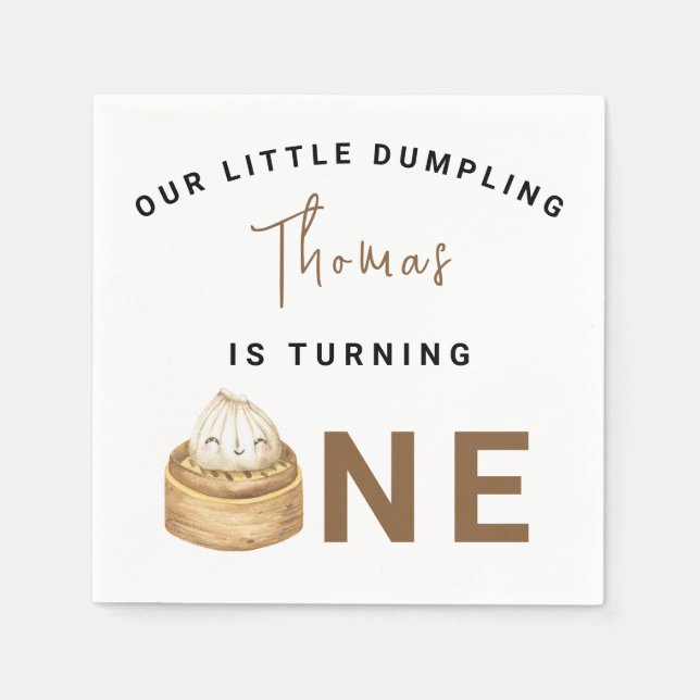 Little Chinese dumpling first Birthday Party  Napkins (Front)