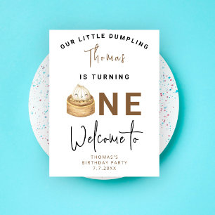 Little Chinese dumpling first Birthday Party Poster