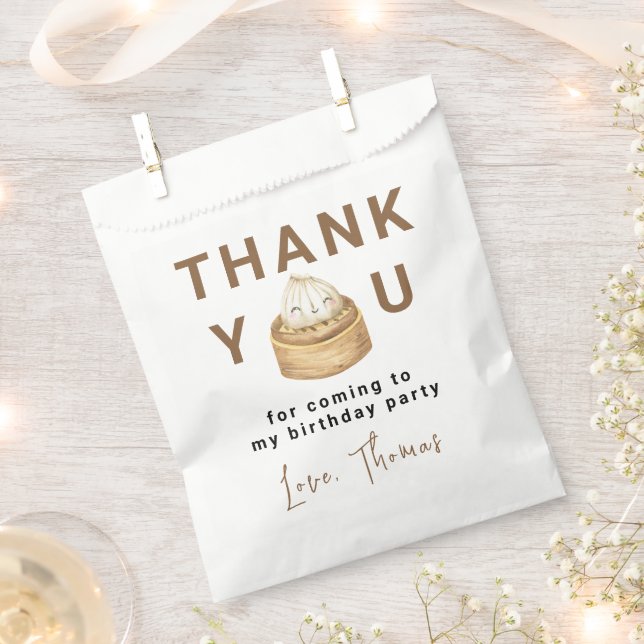 Little Chinese dumpling first Birthday Thank you Favor Bag (Clipped)
