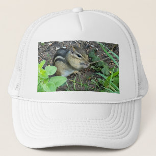Little Chipmunk Eating Seeds In The Garden Photo Trucker Hat