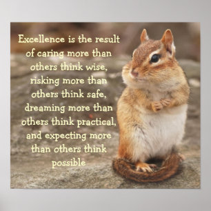 Little Chipmunk Excellence Quote Poster