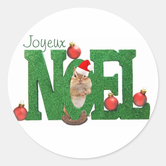 Little Chipmunk Joyeux Noel Sticker (Front)