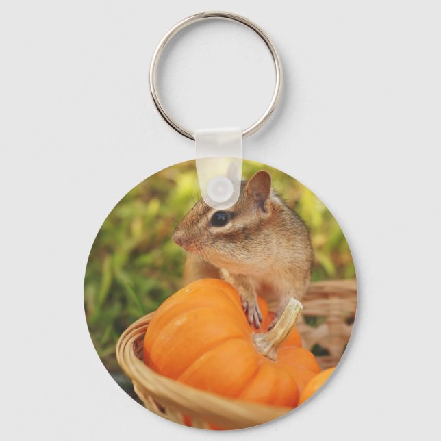 Little Chipmunk with Pumpkin Keychain (Front)