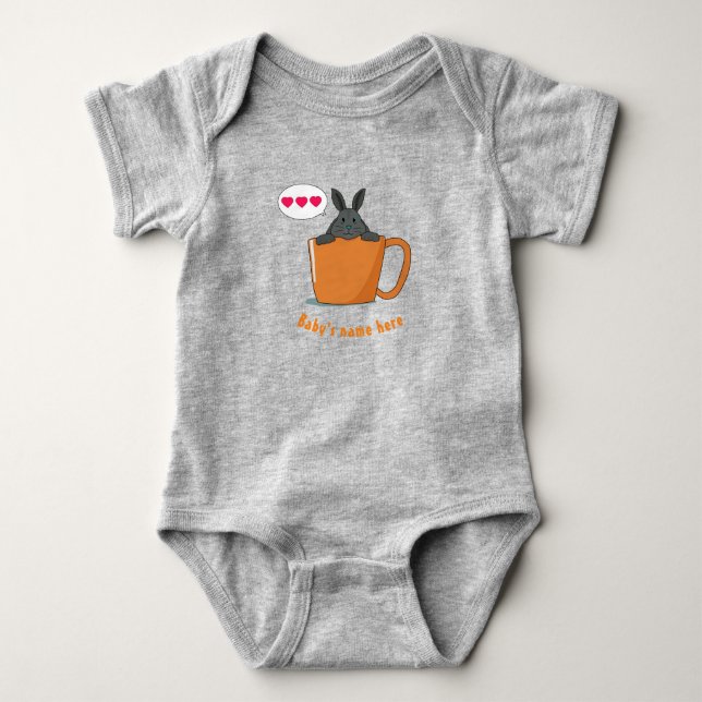 Little Choco bunny say " I love U" Baby Bodysuit (Front)