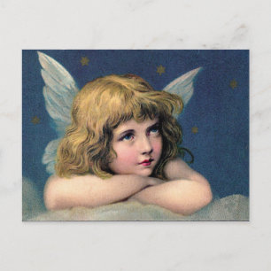 Little christmas angel holiday postcard