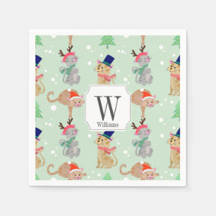 Little Christmas classy cats Design Napkins