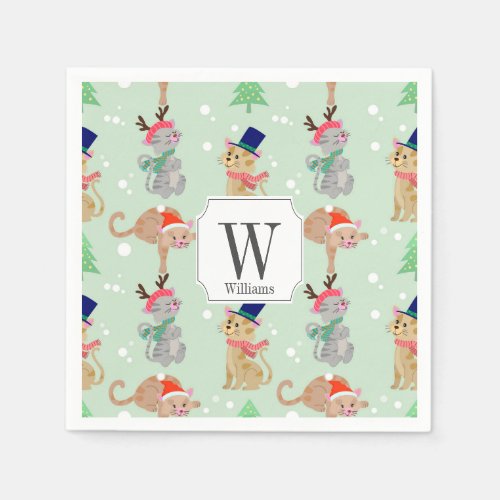 Little Christmas classy cats Design Napkins