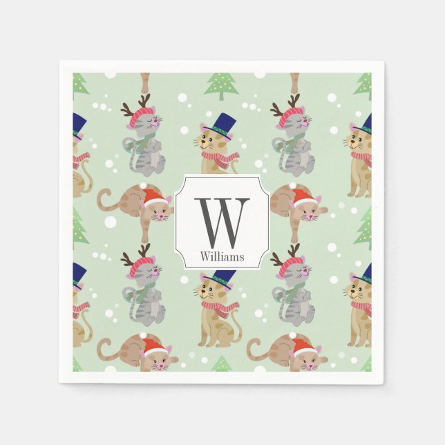 Little Christmas classy cats Design Napkins (Front)