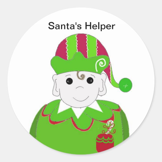 Little Christmas Elf Classic Round Sticker (Front)