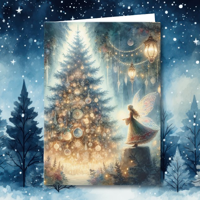 Little Christmas Fairy in an Enchanted Forest Card (Creator Uploaded)