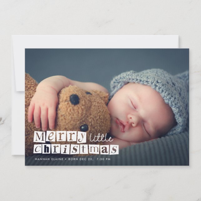 little christmas festive birth announcement card (Front)